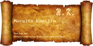 Mersits Kamilla névjegykártya